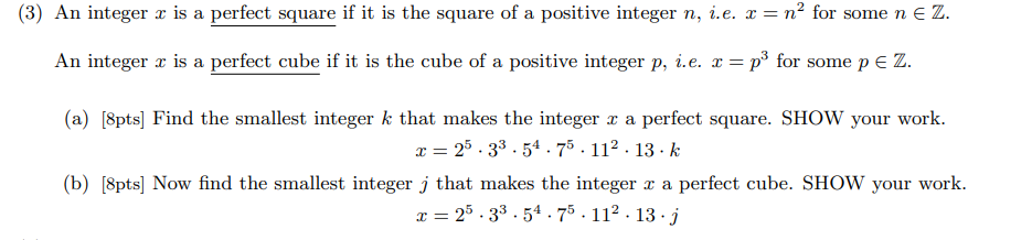 Solved (3) An integer x is a perfect square if it is the | Chegg.com