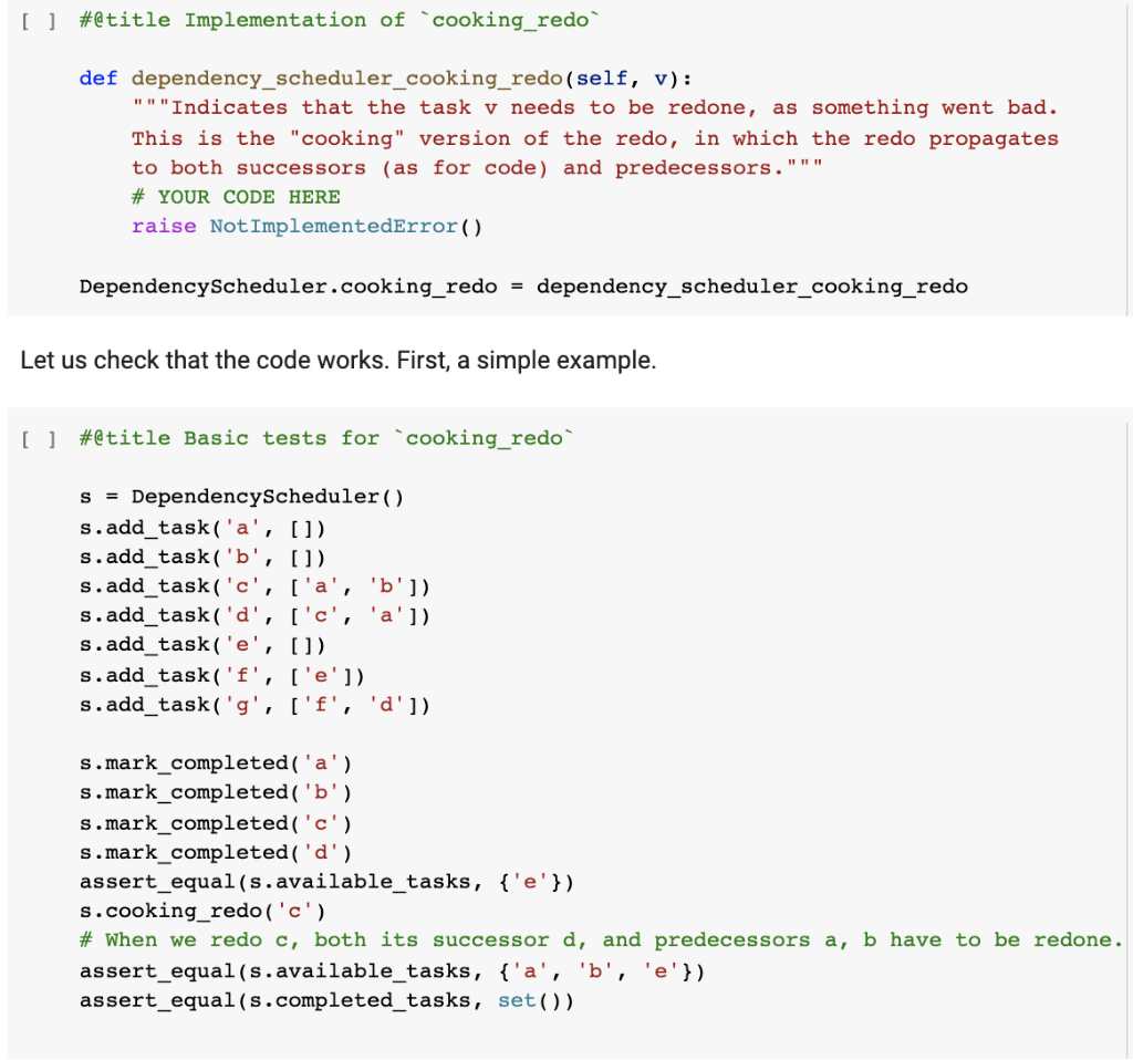The act of redoing a cooking step is somewhat | Chegg.com