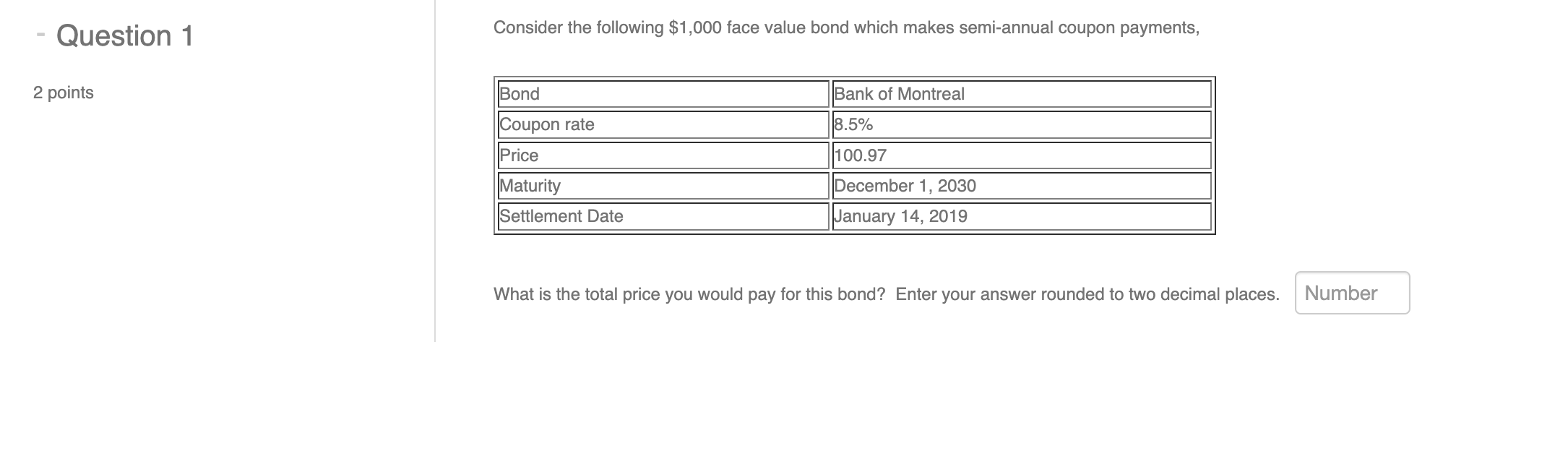 Solved Consider the following $1,000 face value bond which | Chegg.com