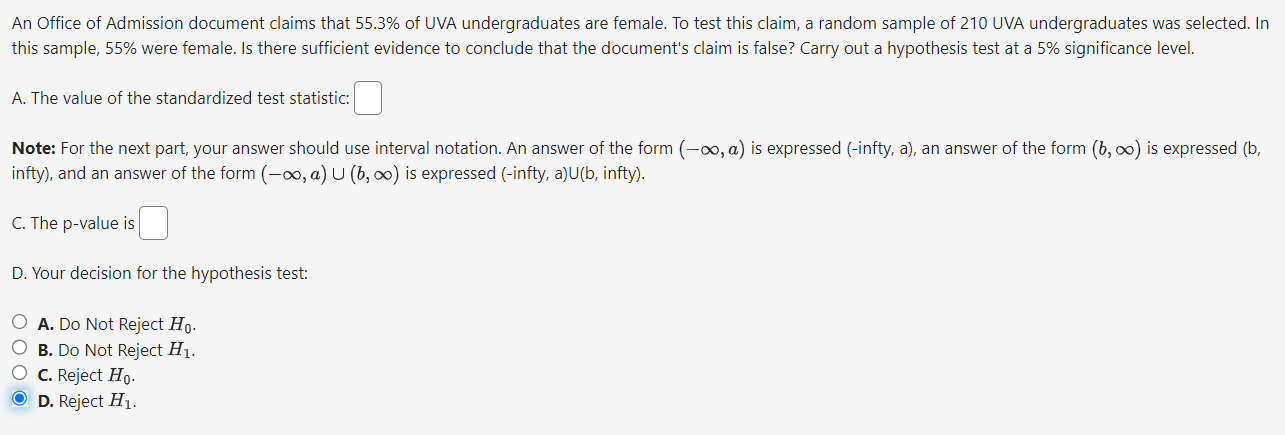 Solved An Office of Admission document claims that 55.3% of | Chegg.com