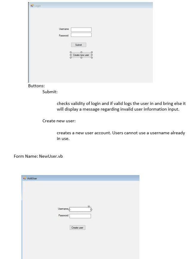 Solved 1. The first Form (login) will request user login | Chegg.com