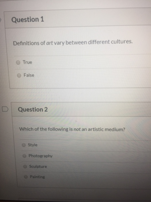 Solved Question 1 Definitions of art vary between different