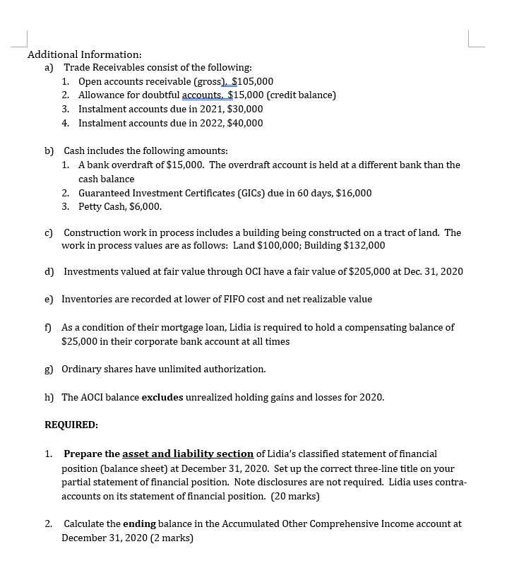 Solved Question 3 BALANCE SHEET (22 marks) Selected accounts | Chegg.com