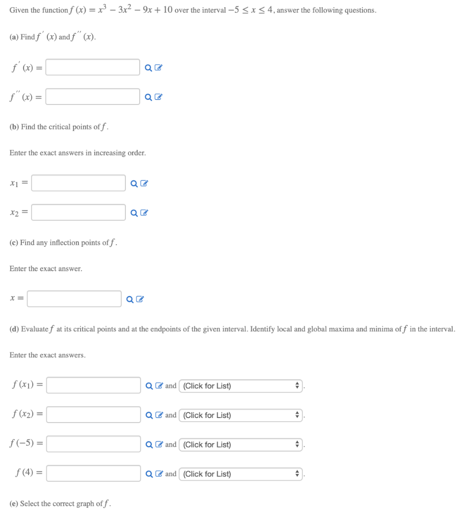 Solved Given the function f (x) = x3 - 3x2 - 9x + 10 over | Chegg.com
