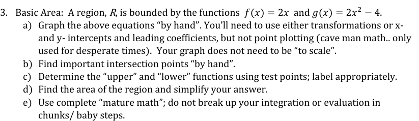 Basic Area: A region, R, ﻿is bounded by the functions | Chegg.com