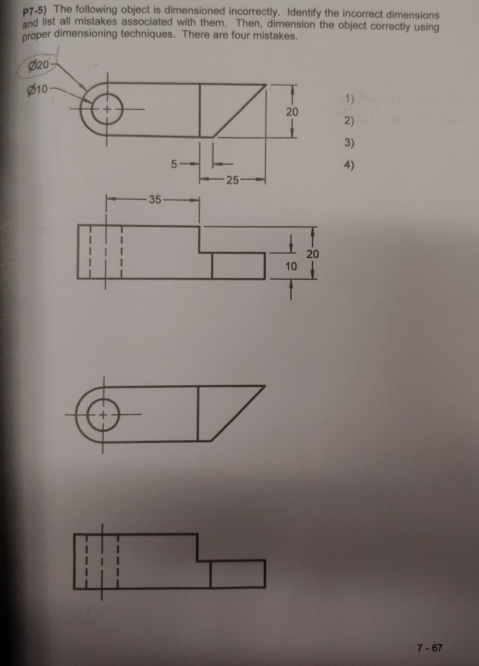 The Following Object Is Dimensioned Incorrectly Chegg 