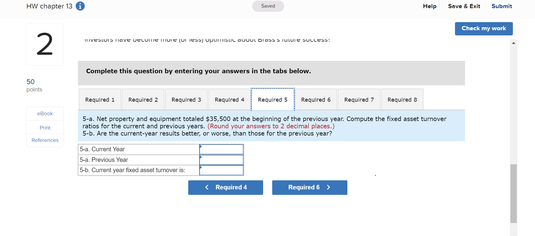 Solved HW chapter 13 Saved Help Save & Exit Submit Check my | Chegg.com