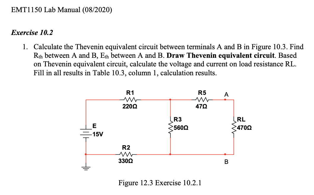 Solved EMT1150 Lab Manual (08/2020) EMT1150 Lab Experiment | Chegg.com