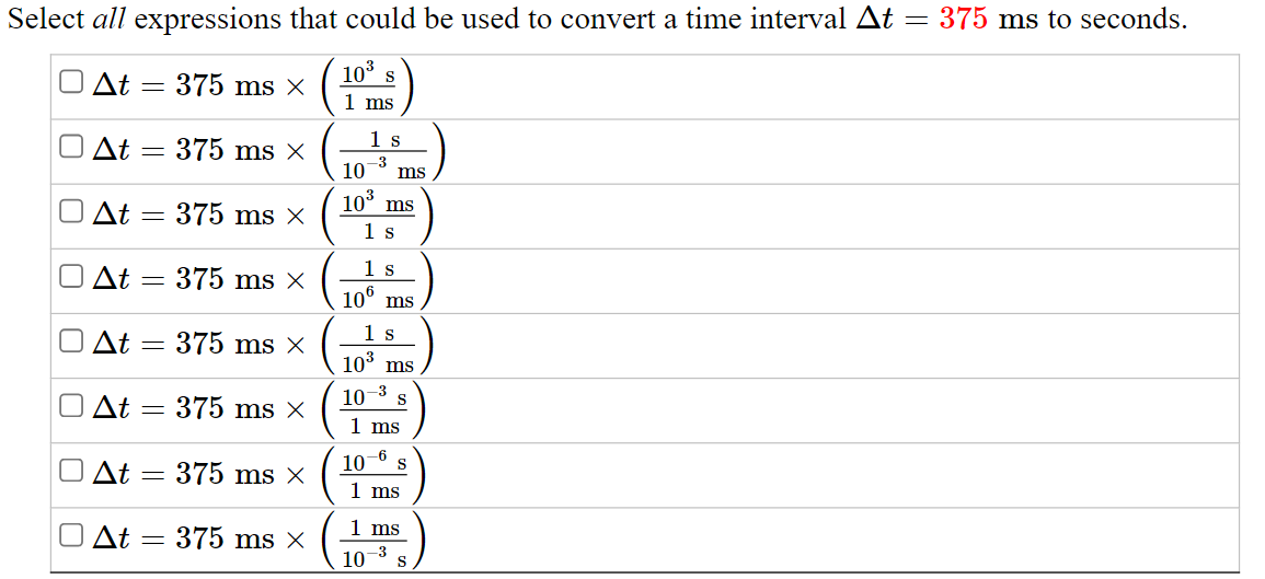 Solved Select all expressions that could be used to convert