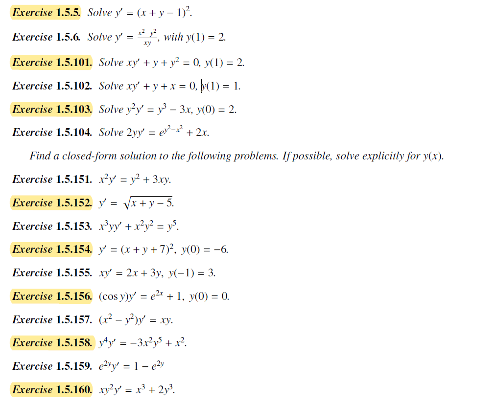 Exercise 1 5 5 Solve Y X 1 2 With Y 2 Exercise Chegg Com