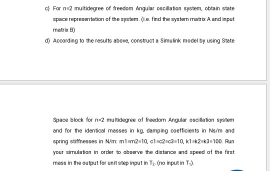 Solved 2) Consider N Multidegree Of Freedom Angular | Chegg.com