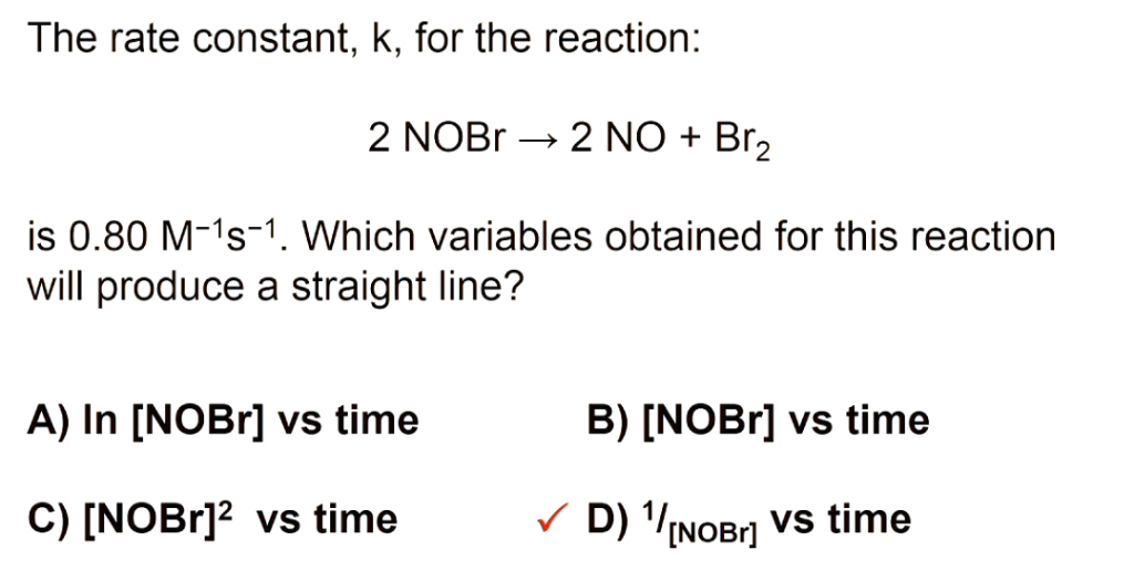 Solved The rate constant, k, for the reaction 2 NOBr→ 2 NO