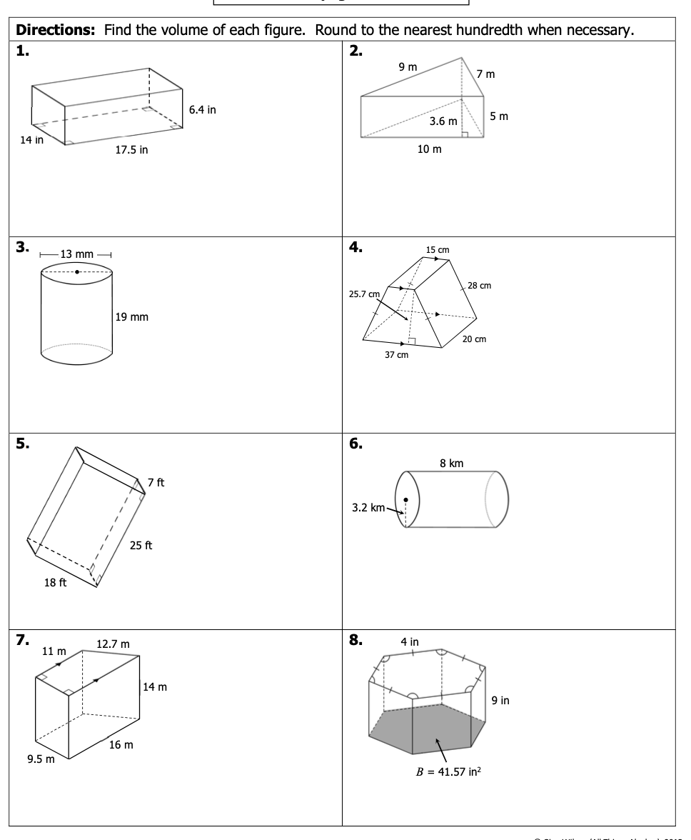 Find The Volume Of Each Solid To The Nearest Tenth