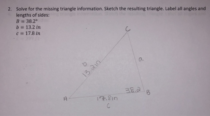 Solved Solve for the missing triangle information. Sketch | Chegg.com