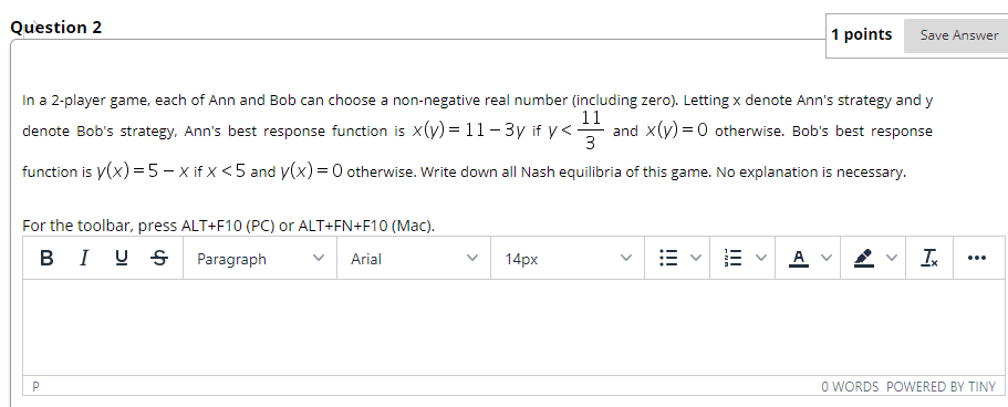 Solved Question 2 1 points Save Answer In a 2-player game, | Chegg.com