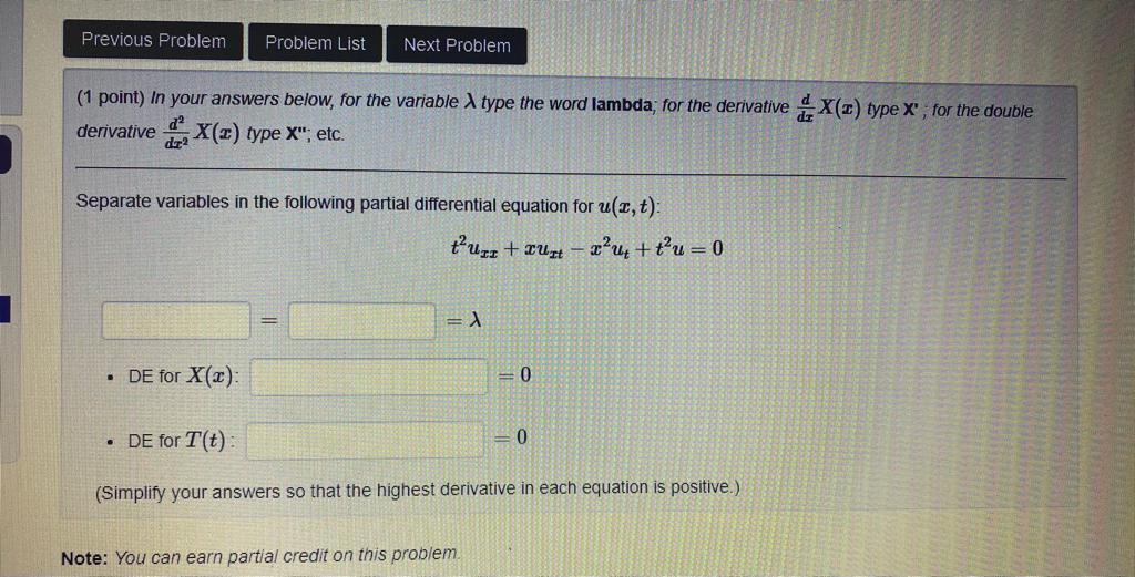 Previous Problem Problem List Next Problem 1 Point Chegg Com