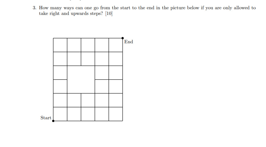 Solved 3. How many ways can one go from the start to the end | Chegg.com