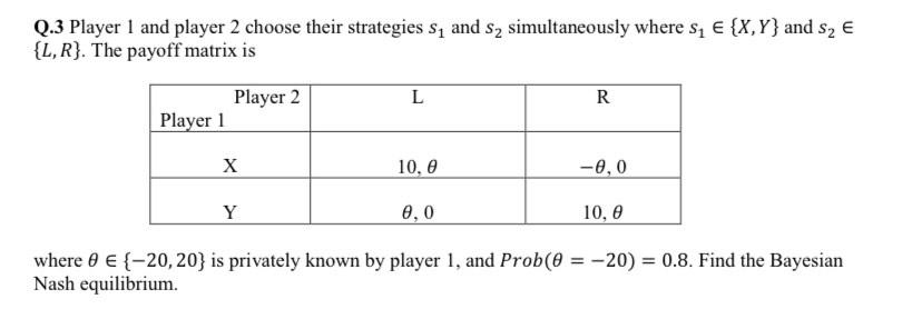Solved Q.3 Player 1 and player 2 choose their strategies S₁ | Chegg.com