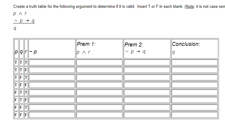 Solved Create a truth table for the following argument to | Chegg.com