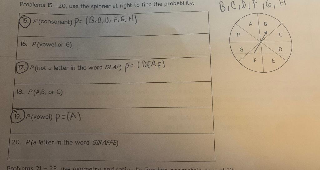 Solved Problems 15-20. use the spinner at right to find the | Chegg.com