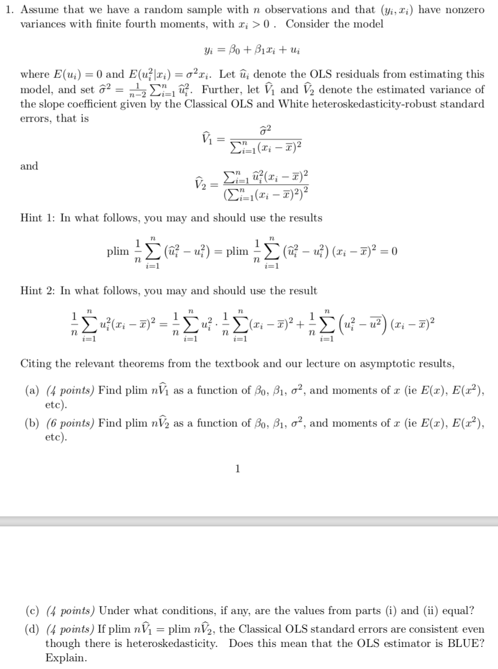 1 Assume That We Have A Random Sample With N Obse Chegg Com