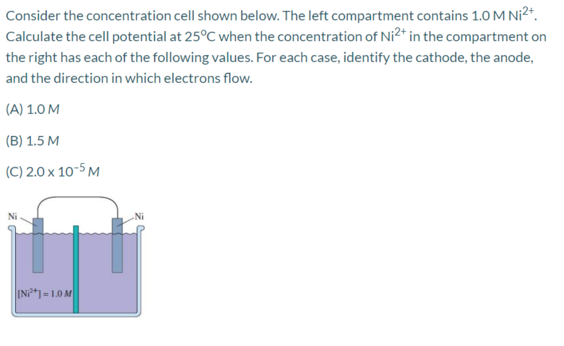 Solved Consider the concentration cell shown below. The left | Chegg.com