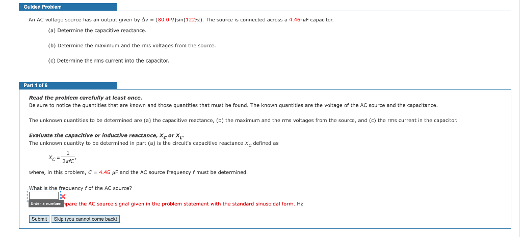 Solved Guided Problem An AC voltage source has an output | Chegg.com
