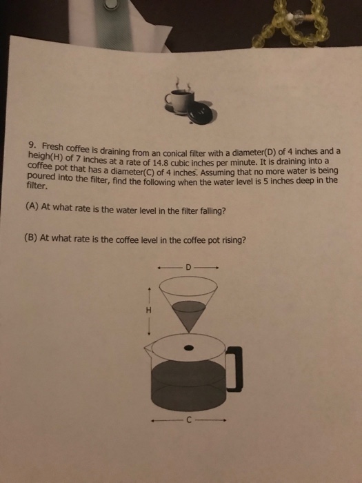 Solved coffee is draining from an conical filter with a