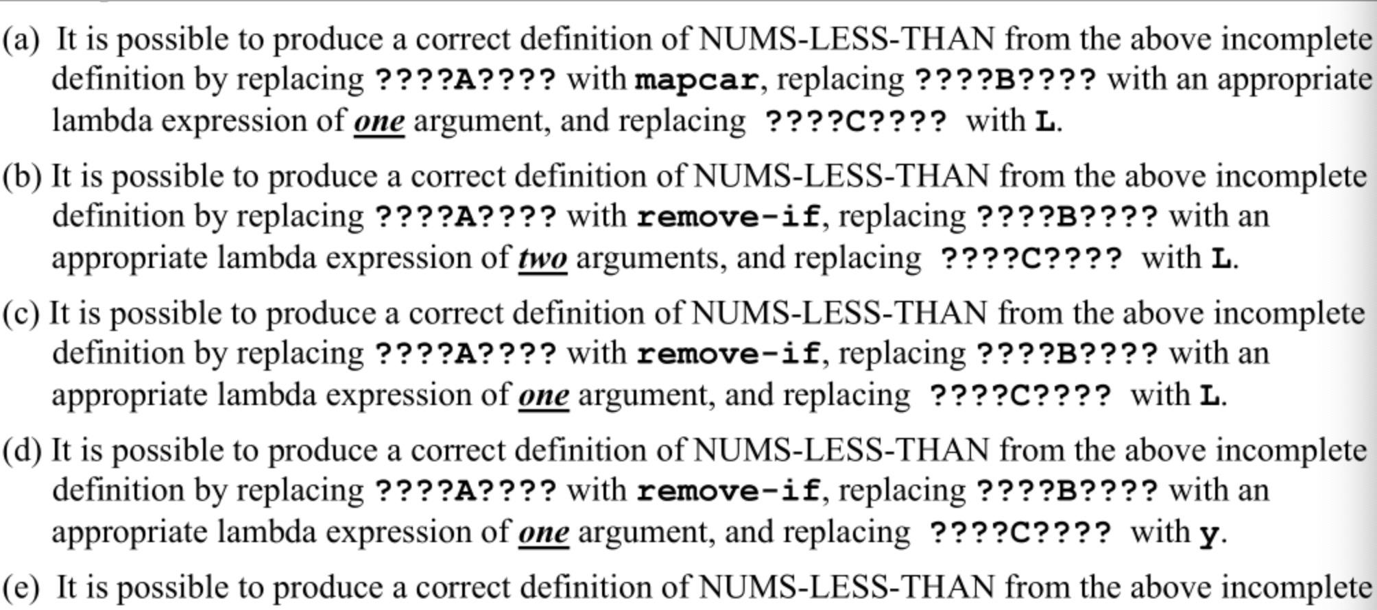 Below is another incomplete definition of the common chegg