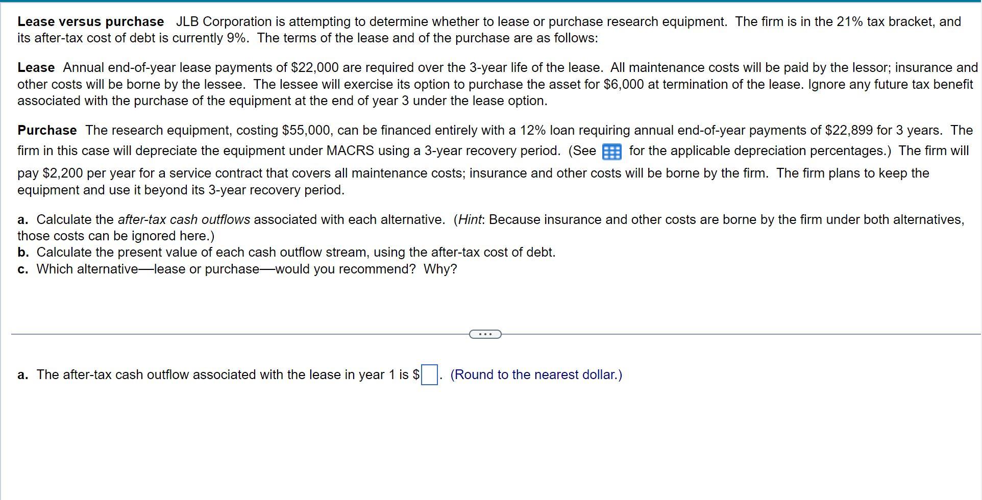 solved-lease-versus-purchase-jlb-corporation-is-attempting-chegg