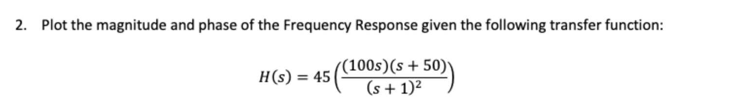 Solved 2. Plot the magnitude and phase of the Frequency | Chegg.com