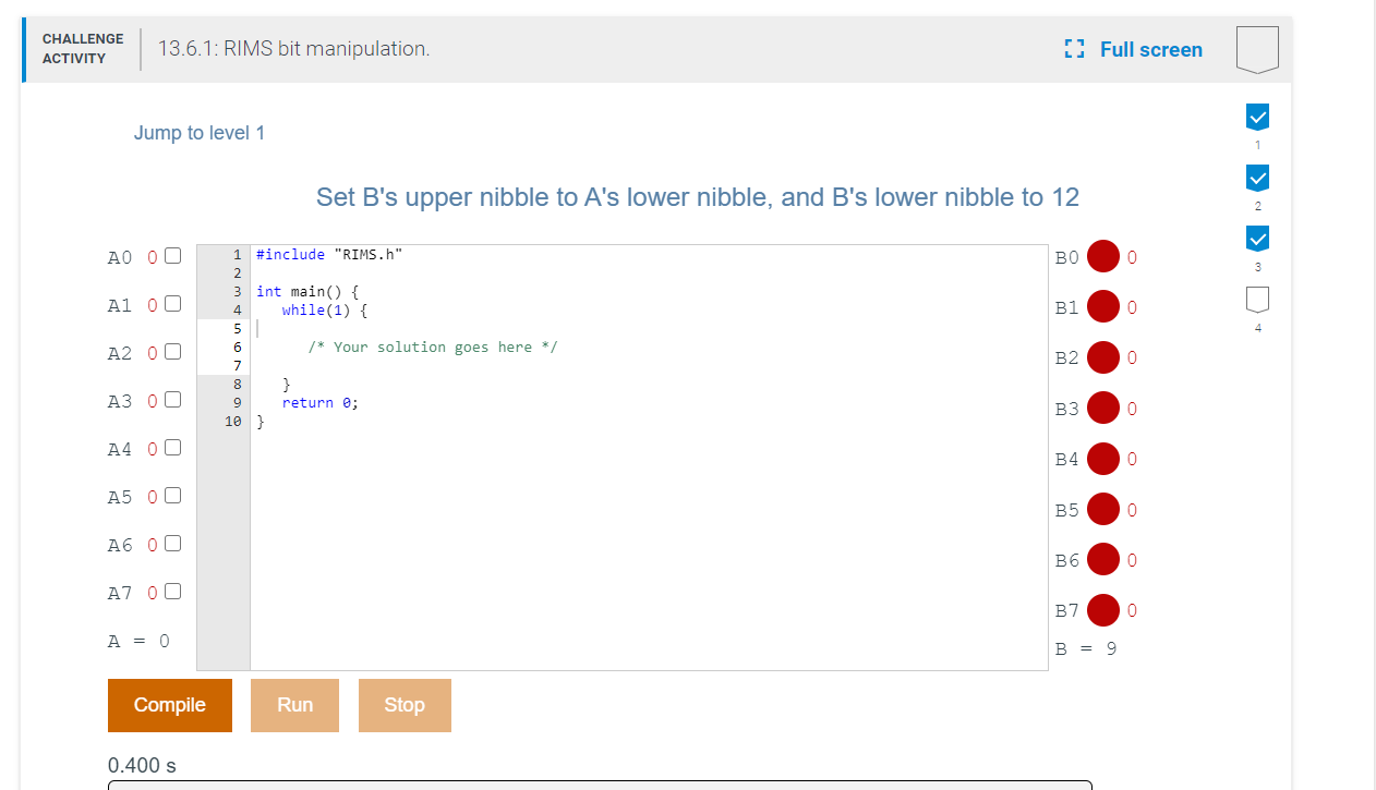 CHALLENGE ACTIVITY 13.6.1: RIMS bit manipulation. [ | Chegg.com