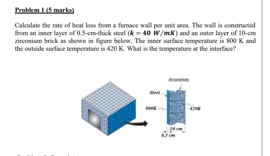 Solved Problem 1 (5 marks) Calculate the rate of heat loss