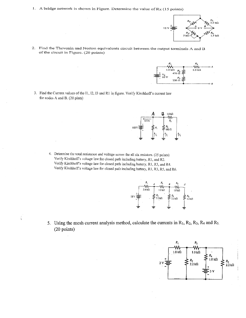 Solved 1. A bridge network is shown in Figure. Determine the | Chegg.com