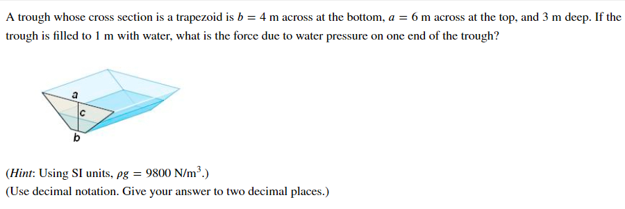 Solved A trough whose cross section is a trapezoid is b = 4 | Chegg.com
