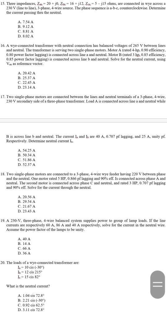 6 Given A Balanced 3 Wire Three Phase System Chegg Com