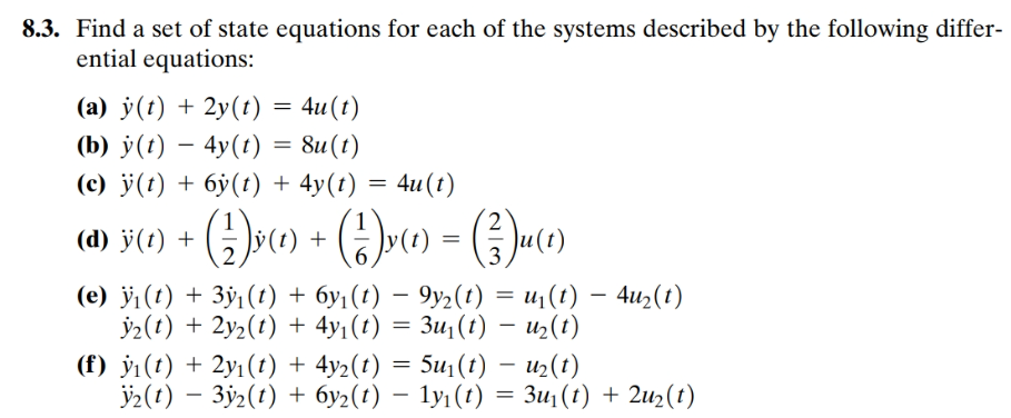 Solved 8.3. Find a set of state equations for each of the | Chegg.com