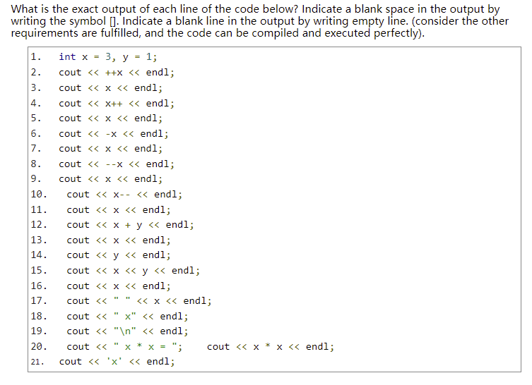 Solved What is the exact output of each line of the code | Chegg.com