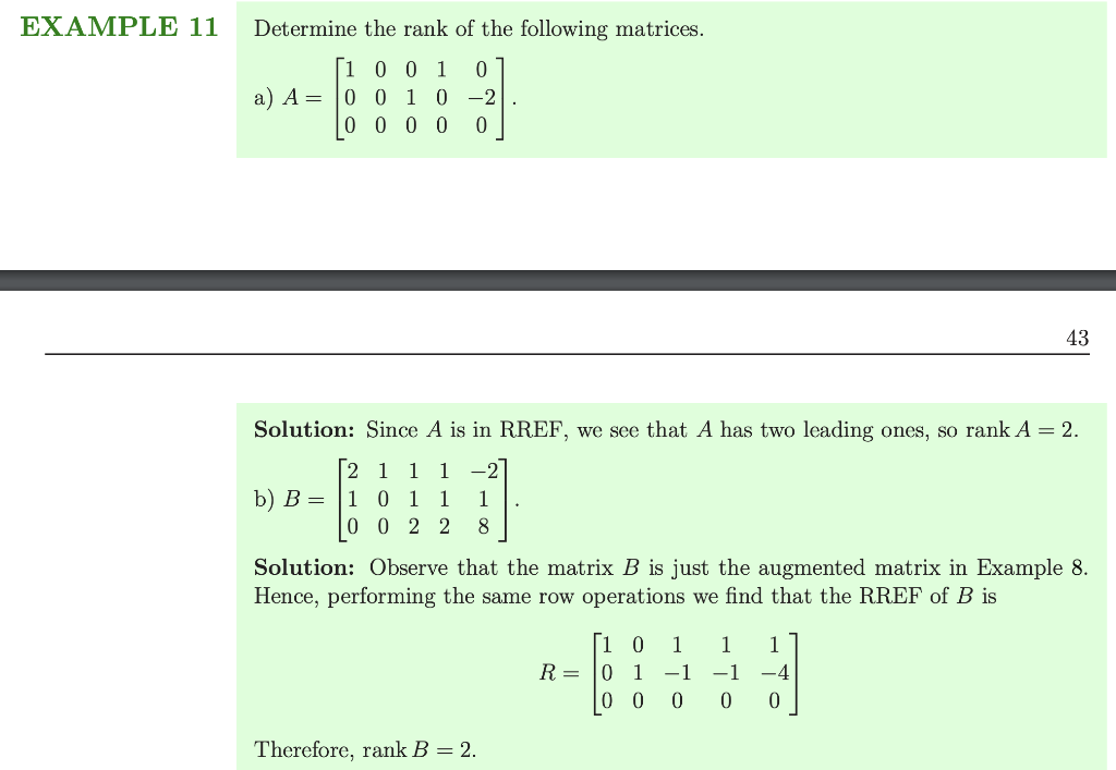 Solved EXAMPLE 11 Determine The Rank Of The Following | Chegg.com