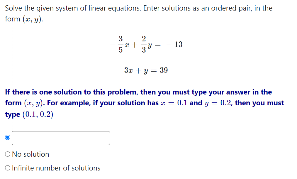 Solved Solve the given system of linear equations. Enter | Chegg.com