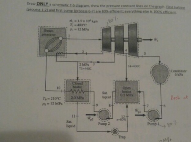 Solved Draw ONLY a schematic T-S diagram. Show the pressure | Chegg.com