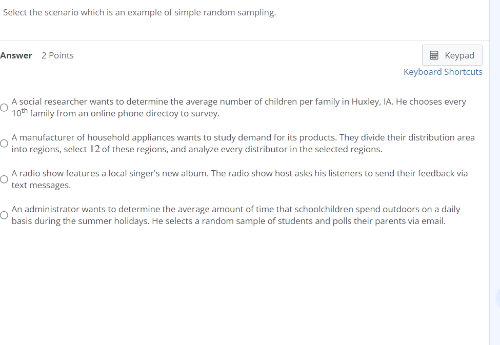 Solved Identify The Sampling Technique Used For The | Chegg.com