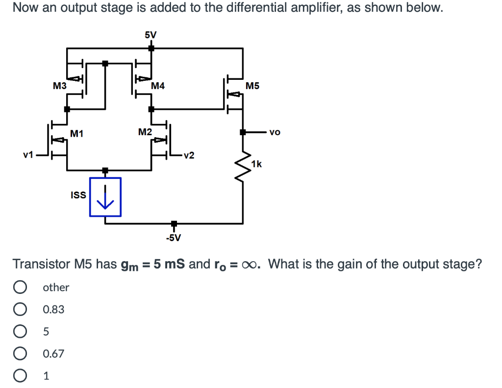 Solved The next 4 questions refer to the MOSFET differential | Chegg.com