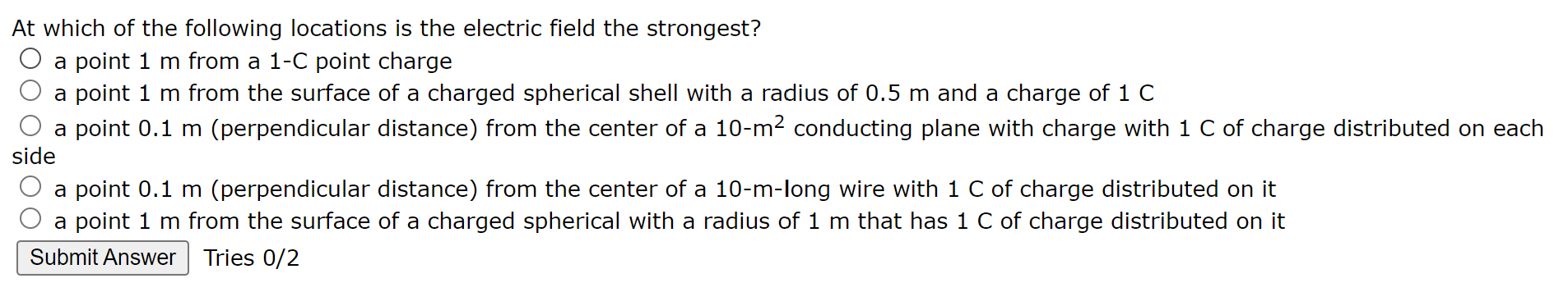 Solved At which of the following locations is the electric | Chegg.com