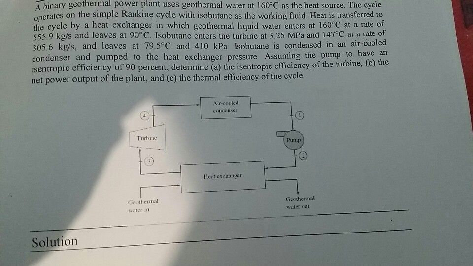 Solved A Binary Geothermal Power Plant Uses Geothermal Water | Chegg.com