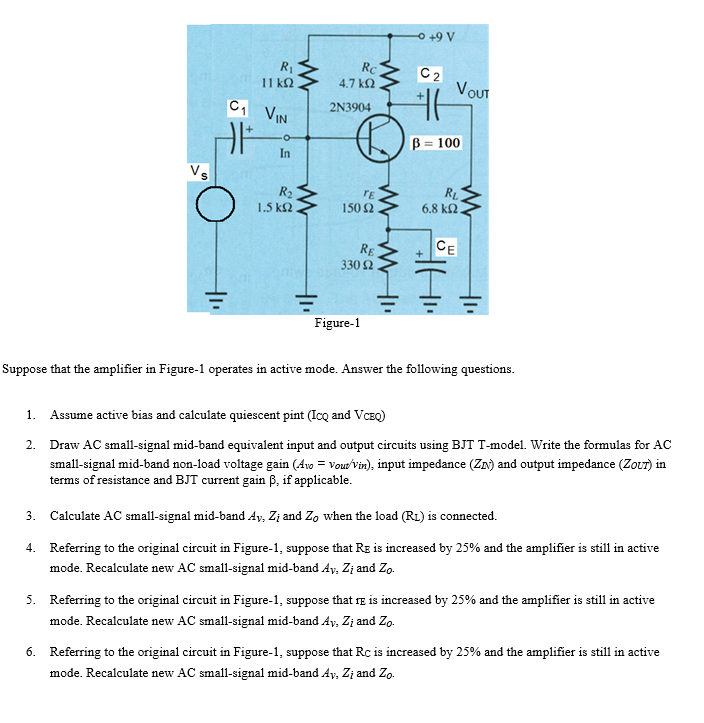 Solved TO+9 V VIN 2N3904 B = 100 = Il = = Figure-1 Suppose | Chegg.com