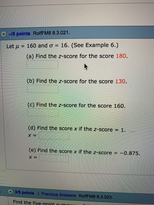 Solved 15 points RolfFM8 8.3.021. Let μ-160 and σ 16. (See | Chegg.com