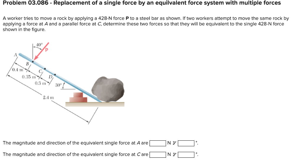 Solved Problem 03.086 - Replacement of a single force by an | Chegg.com