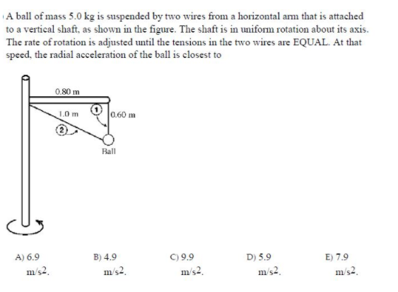 Solved A Ball Of Mass 5.0 Kg Is Suspended By Two Wires From | Chegg.com