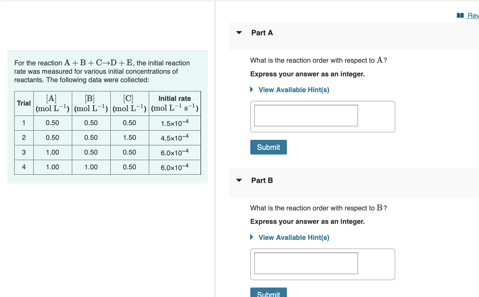 solved-for-the-reaction-a-b-c-d-e-the-initial-reaction-rate-chegg